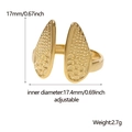 Detail view of golden wing textured ring with dimensions 17mm height and 2.7g weight - Gold