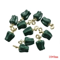 Set of 10 green chili pepper pendants with gold loops measuring 18x9mm for jewelry - Green Bell Pepper 18*9mm