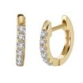 Classic S925 sterling silver huggie hoop earrings with gold plating and clear zircons - Gold Pave Huggie Style (APE118-G)
