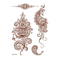 Henna style temporary tattoo featuring mandala flowers and a peacock in dark brown finish - Peacock Mandala Henna Style (W-0742-S)