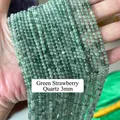 Faceted 3mm natural green strawberry quartz beads for jewelry making strand - Green Strawberry Quartz 3mm