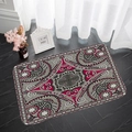 Retro paisley flannel door mat with vintage geometric pattern on dark wood floor - 40x60cm / Style 5