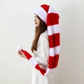 Extra lange 1,3m rood-wit gestreepte pluche kerstmuts voor kerstfeest decoratie - 1.3m Extra Lange Kerstmuts