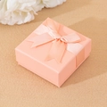Pink square jewelry gift box with silk ribbon bow for rings and earrings - Pink Box With Bow