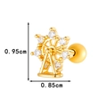 Ferris wheel titanium steel stud earring in gold finish with white cubic zirconia - Gold Ferris Wheel (0191-1#Gold)