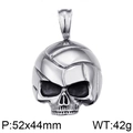 Skull pendant with volleyball pattern in silver steel, size 52x44mm and 42g weight - Classic Skull (KP79437-BD)