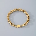 Bracciale a catena minimalista in acciaio inossidabile dorato con chiusura a moschettone - Fibbia Rettangolare (Taglio a Sei Lati 7,5mm) / Bracciale Oro 20cm