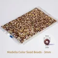 Maillard earth tone 3mm glass seed beads in a transparent bag for DIY jewelry making - Maillard Tones Mixed 3mm