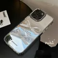 Custodia a specchio per iPhone 16 Pro Max con fiocco argento, perla e scritte francesi - 16 Pro / Specchio Placcato Fiocco Perla 3D