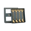 Set of 4 golden stainless steel elk antler spoons in a premium dark green gift box - 304 Stainless Steel Elk Spoon 4PCS Set (Green Box) / Gold