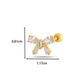 Golden bow cartilage earring with clear crystals and 0.81cm by 1.17cm dimensions - 10# Golden