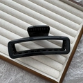 Glossy black large rectangular claw clip with minimalist cutout design on velvet tray - 12cm Rectangular Bar / Bright Black