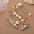 Golden alloy pearl brooch set with rhinestones featuring various lengths for summer fashion - Sihui Style (A20-5)