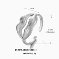 Verstellbarer silberner Lippenring aus Edelstahl mit einzigartigem Wellen-Faltendesign - Silber