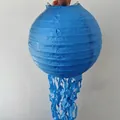 Blue jellyfish-shaped paper lantern with hanging ribbon tassels for ocean theme party - 25cm / Dark Blue