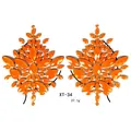 Vibrant orange acrylic chest jewels in leaf patterns for rave party body decoration - XT-34 Orange Leaf Flower Sticker