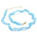 Irregular sky blue cat eye stone necklace with adjustable golden chain and lobster clasp - Sky Blue (KN226648-Z)
