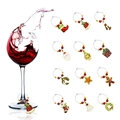 Set of 12 Christmas wine glass charms with festive charms on stainless steel rings - 12pcs Set
