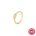 Double-layered 925 sterling silver cross ring with gold plating and white zircon accents - US 7 / Oval Pave Zirconia Design / Gold #4