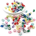 Close-up of colorful large hole acrylic beads with white cores for DIY bracelets - Mixed 10 Faceted Colorful Beads