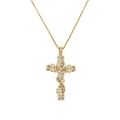 Collana a croce in acciaio inossidabile dorato con zirconi geometrici colorati da donna - Croce Geometrica di Zirconi Bianchi (CN001567YH Bianco)