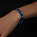 Chunky blue stainless steel watch-strap chain bracelet for men with punk hip-hop style - 15mm Width / Blue