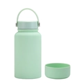 650ml mint green stainless steel insulated bottle with portable handle and matching cup lid - 650ml / Pale Green