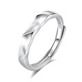 Adjustable S925 sterling silver couple ring with a wavy minimalist design in silver - FDJZ-149-Men's