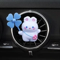 Cute purple rabbit car air vent clip ornament with blue windmill and floral bag - Chacha Purple Rabbit (2233-7A)