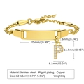 Custom gold stainless steel Cuban link bracelet featuring an engraved plate and letter P charm - 12CM Letter P / Gold