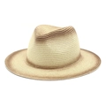 Dettaglio del cappello di paglia intrecciato con finitura sfumata marrone sul bordo tesa - M (56-58cm) / Beige + Cachi