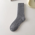 Thick marl grey ribbed wool socks for women in a warm mid-calf length for winter - One Size / Dark Gray