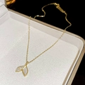 Collier plaqué or avec pendentif papillon orné de zircon et de nacre pour femmes - 6# Collier - Or - Queue de Poisson Nacre Zircon (Placage à l'Or Véritable)