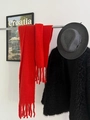 Thick warm mohair style scarf in vibrant red with elegant fringe tassels for winter wear - New Year Red