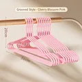 Pink non-slip seamless plastic clothes hanger set with grooves, 38cm width size - 38cm Grooved Style / Sakura Fall Pink
