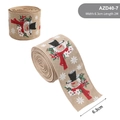 Ruban de Noël en toile de jute de 6,3 cm avec imprimé bonhomme de neige et flocons - Largeur 6,3 cm Khaki Bonhomme de Neige / 2 Mètres