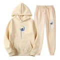 Ensemble de survêtement en polaire crème avec imprimé pissenlit bleu et sweat à capuche - S(L) / Haut Et Bas / Kaki 4
