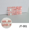 Detail of JT-001 toenail stickers featuring pink tulips, waves, and gold foil patterns - Pink Tulip Gold Foil Pattern (JT-001)