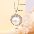Elegante collana di perle d'argento con pendente a doppio alone di diamanti e catena - Collana con Decorazione a Doppio Anello / Argento (Doppio Anello)