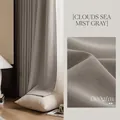 Rideau occultant moderne gris clair en lin mélangé avec texture épaisse de 1300g/m - Tissu en Rouleau (Plus de 60m) / Par Mètre Non Transformé / Gris Brume