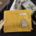 Ginger yellow faux cashmere scarf with tassels and different woven label detail - 200x68cm / Ginger Yellow