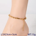 Minimalist gold twisted rope anklet for women on ankle, 23cm length with extension - 5mm 23cm+5cm / Gold