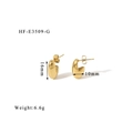 Detailweergave van gouden geometrische oorringen met afmetingen van 16 mm hoog en 10 mm breed - Waterdruppel U-Vorm (HF-E3509-G) / Goud