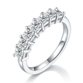 S925 sterling silver half eternity ring with 7 princess cut moissanite stones - US 4.25 (HK 9) / Princess Cut (BC-YXPJ7)