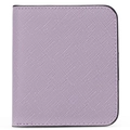Schlanke Damen-Geldbörse aus lavendelfarbenem PU-Leder mit Saffiano-Kreuzschraffur-Textur - Kreuzmaserung / Traubenlila
