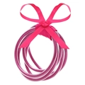 Set di bracciali rigidi rosa acceso con glitter e nastro decorativo in tinta - Set di braccialetti glitter rosa fucsia con fiocco (30051)