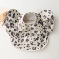 Waterproof baby feeding bib with leopard print and ruffled sleeves for infants - Wings - Beige Leopard Print / One Size