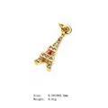 Gold Eiffel Tower pendant with white zircon inlays and dimensions 6.5x18x2.5mm - Eiffel Tower