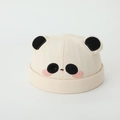 Detailed embroidery of panda face and plush 3D ears on a beige cotton docker hat - 50cm 1-3 Years / Panda