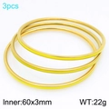 Set of 3 stackable 60mm golden stainless steel bangles with yellow enamel finish - Yellow/Gold